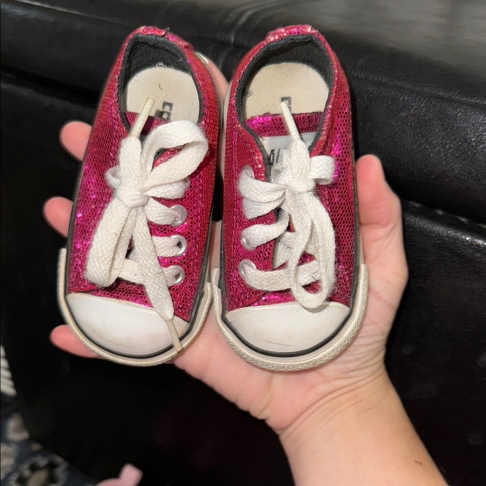Kids Pink Glitter Sneakers